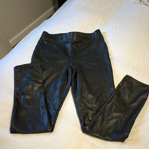 Black faux leather pants